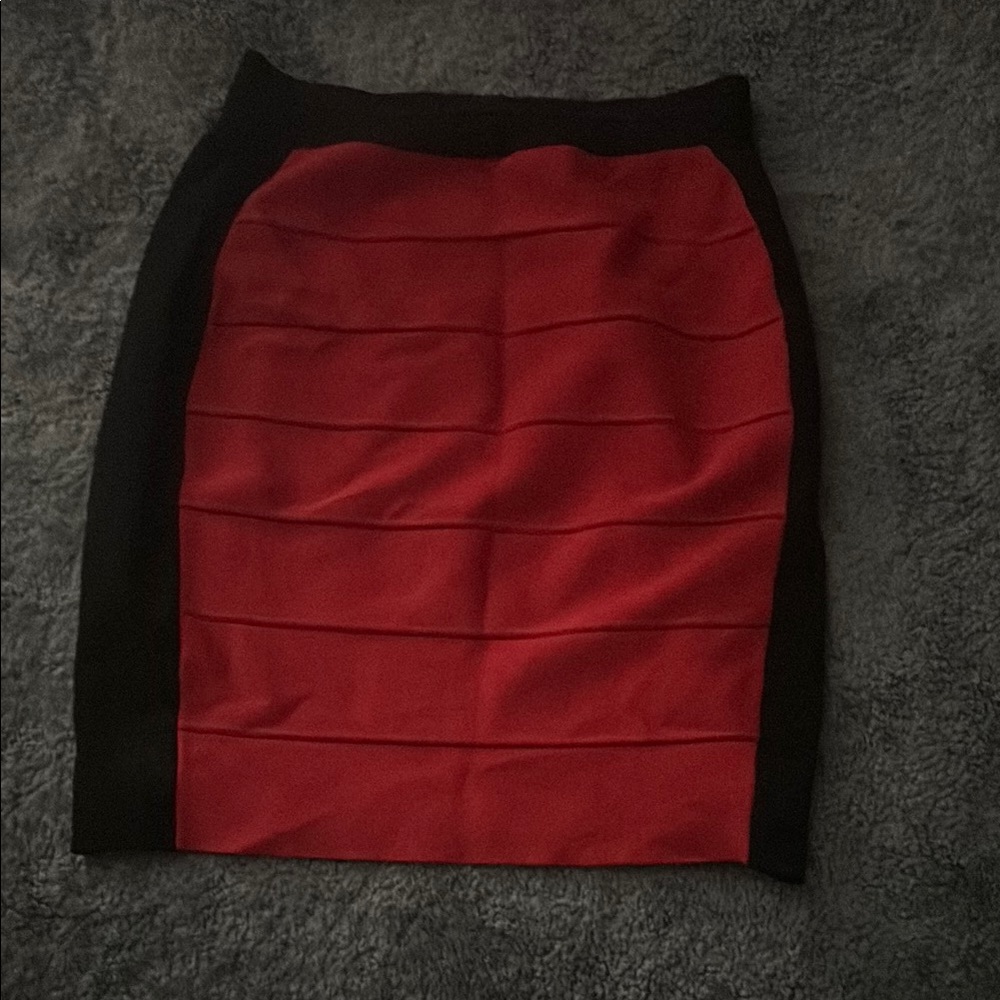 Red and Black Pencil Skirt